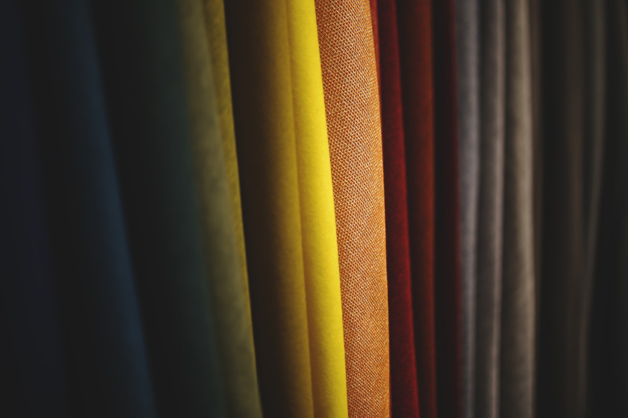 arrangement of fabric creating color gradation